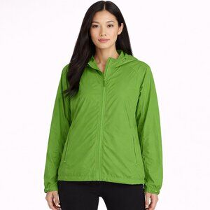 LL Bean Casco Bay Windbreaker Size XL Packable Green Lightweight Jacket Hooded